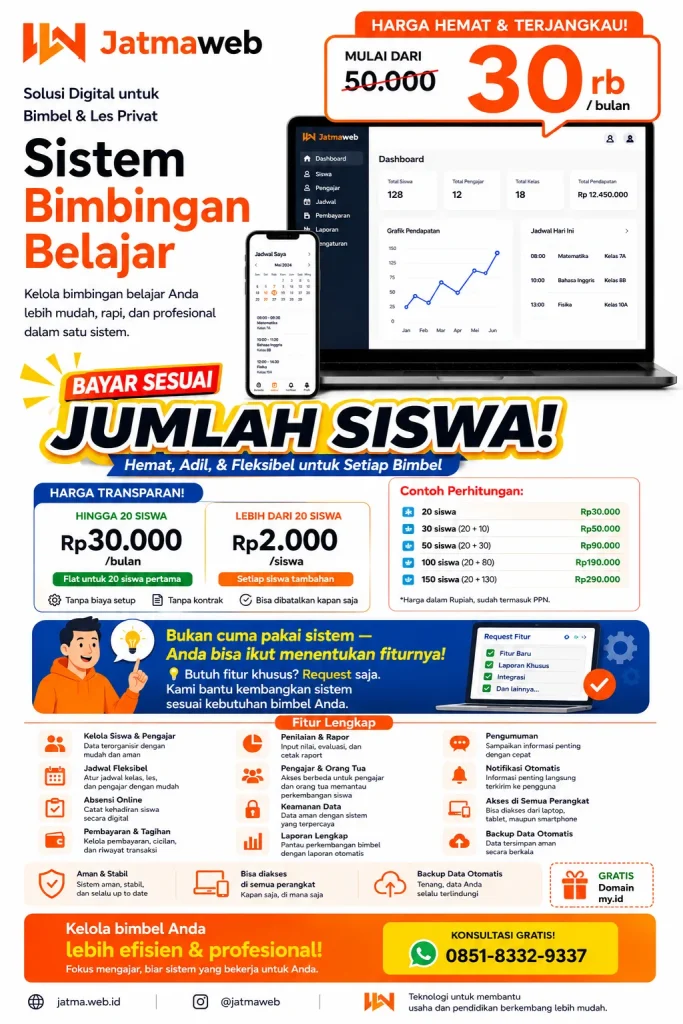sistem bimbingan belajar terlengkap untuk kelola bimbel