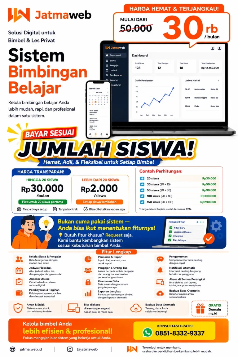 sistem bimbingan belajar terlengkap untuk kelola bimbel